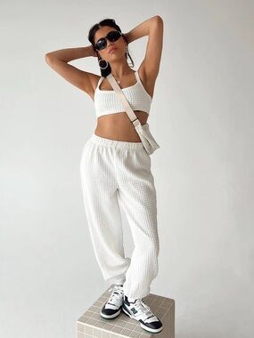 Princess Polly Arabella White Waffle Knit set